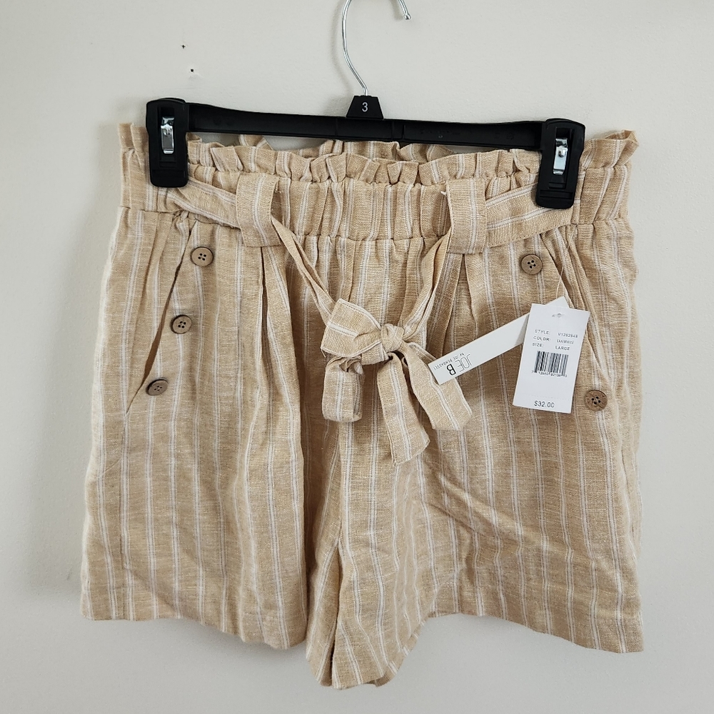 Tan Pinstripe Paperbag Shorts